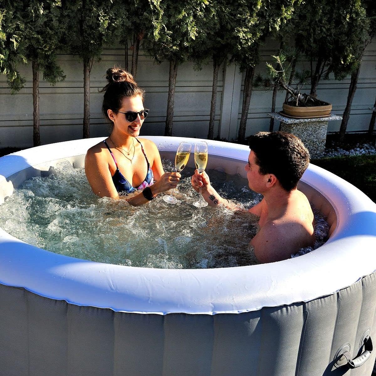 👨👩👧👦 Whirlpools für Familien & Gruppen – Spa NEUER tragbarer aufblasbarer Whirlpool für 6 Personen, Grau – Bild 5