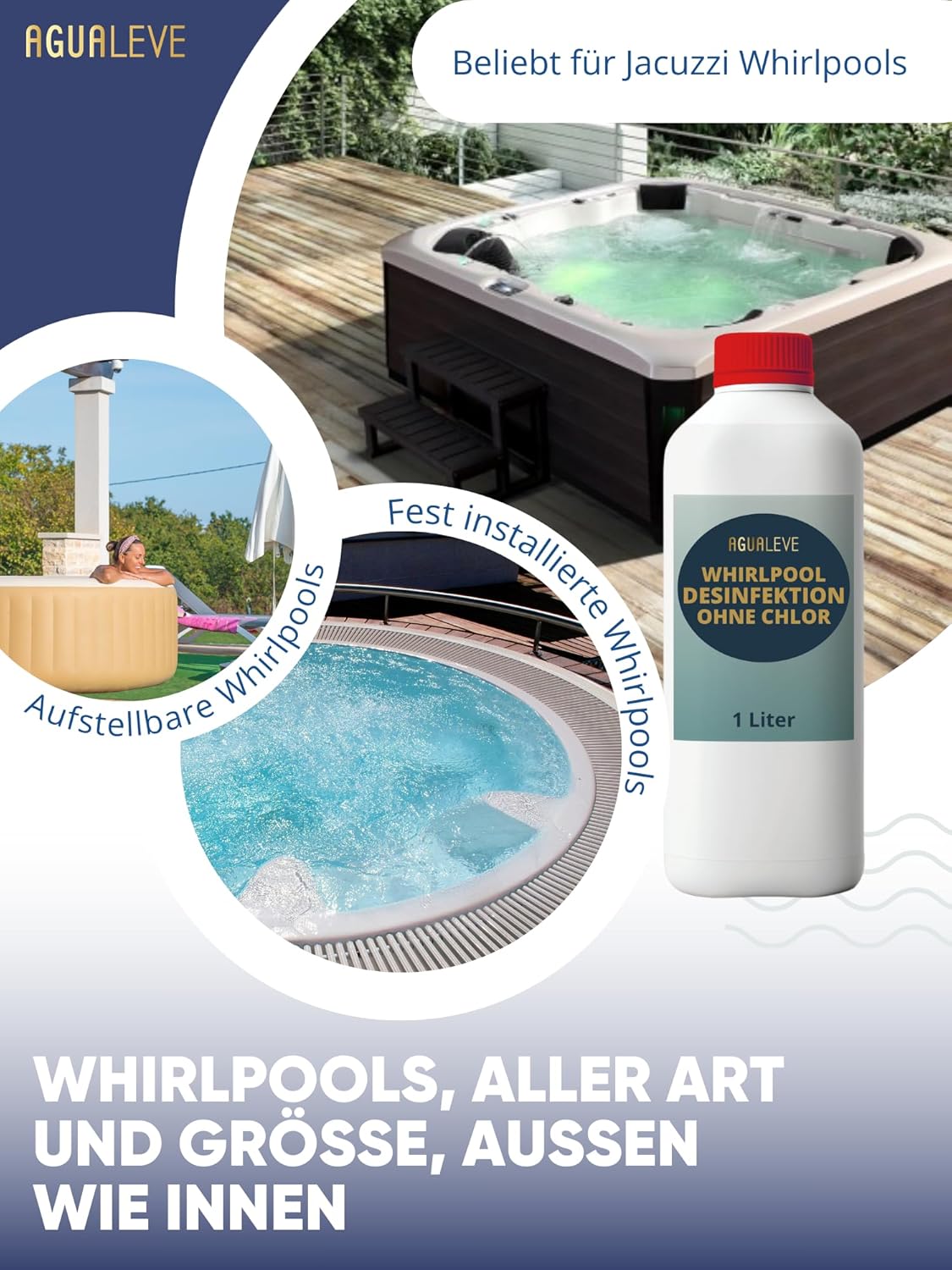 🧼 Zubehör & Pflege – AGUALEVE® Whirlpool Disinfectant without Chlorine 1 Litre Chlorine-Free Water Disinfection with Anti-Algae and Crystal Clear Effect Specially Developed for Hot Tubs Brand Quality Made in Germany – Bild 4