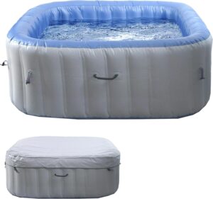 👨‍👩‍👧‍👦 Whirlpools für Familien & Gruppen – Mendler Whirlpool HWC-N97 Ersatzpool für 5 Personen, Innen-/Außenaufblasbar, PVC-laminiert, quadratisch 180 cm, Grau/Blau