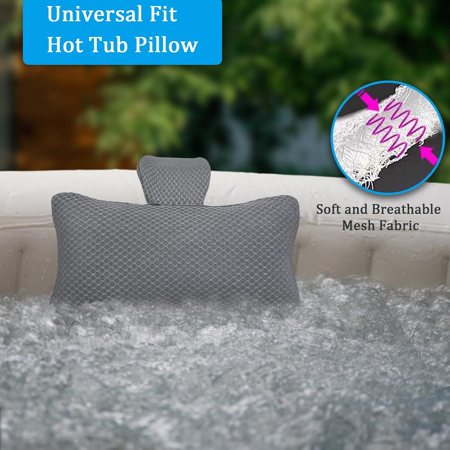 👨👩👧👦 Whirlpools für Familien & Gruppen – REEZEIVI Whirlpool-Kopfstützenkissen, Chaiselongue-Kissen, 3D-Air-Mesh, Outdoor-Spa-Kissen, schnell trocknend und waschbar, Kopf- und Nackenstützkissen mit verstellbarem Gewichtsgurt, – Bild 3