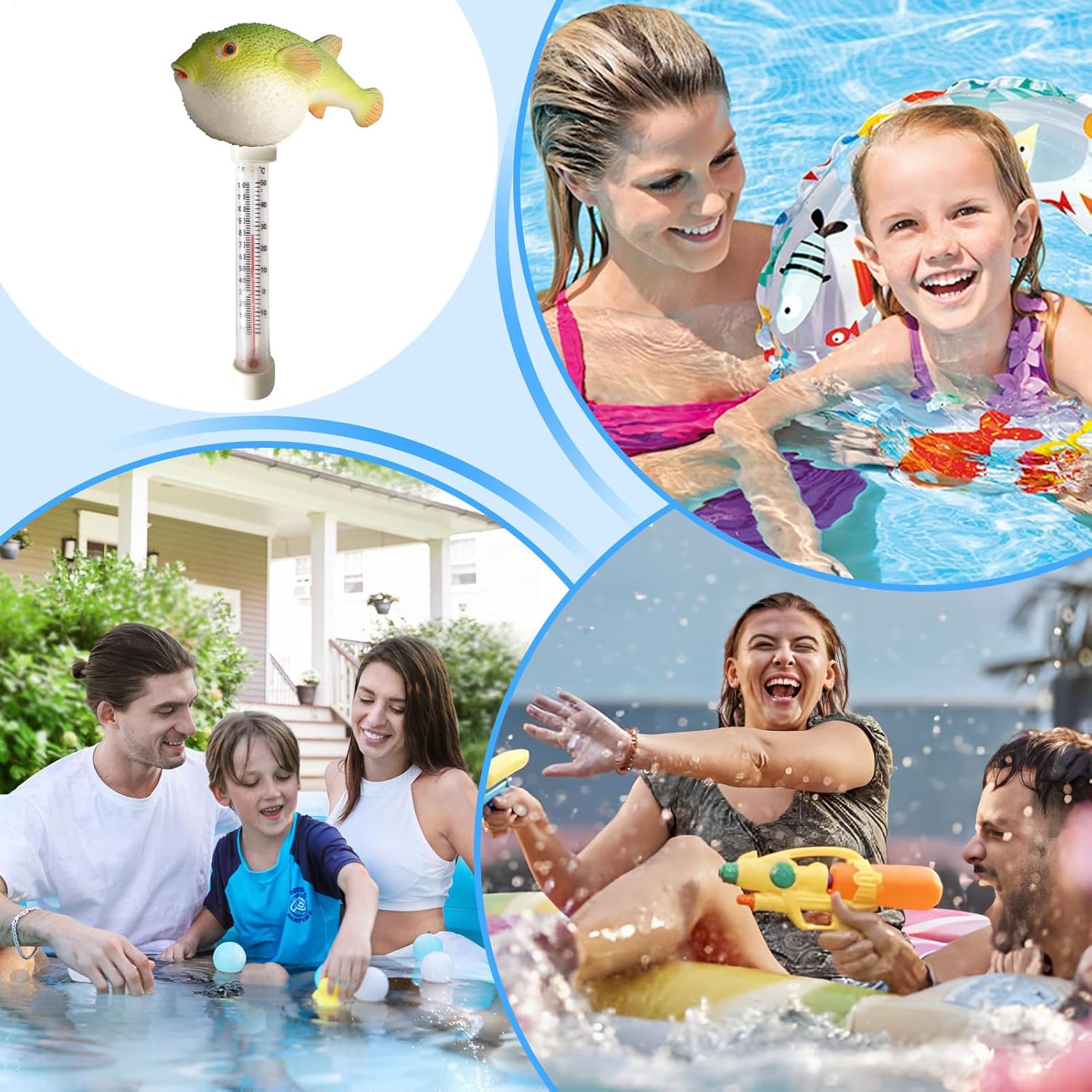 👨👩👧👦 Whirlpools für Familien & Gruppen – Wasserthermometer – Haustier-Thermometer, Whirlpool, Pool-Zubehör, großes Thermometer für Zuhause, Teich, drinnen, draußen, Spa, heiße Quelle, Baden für die Familie – Bild 4