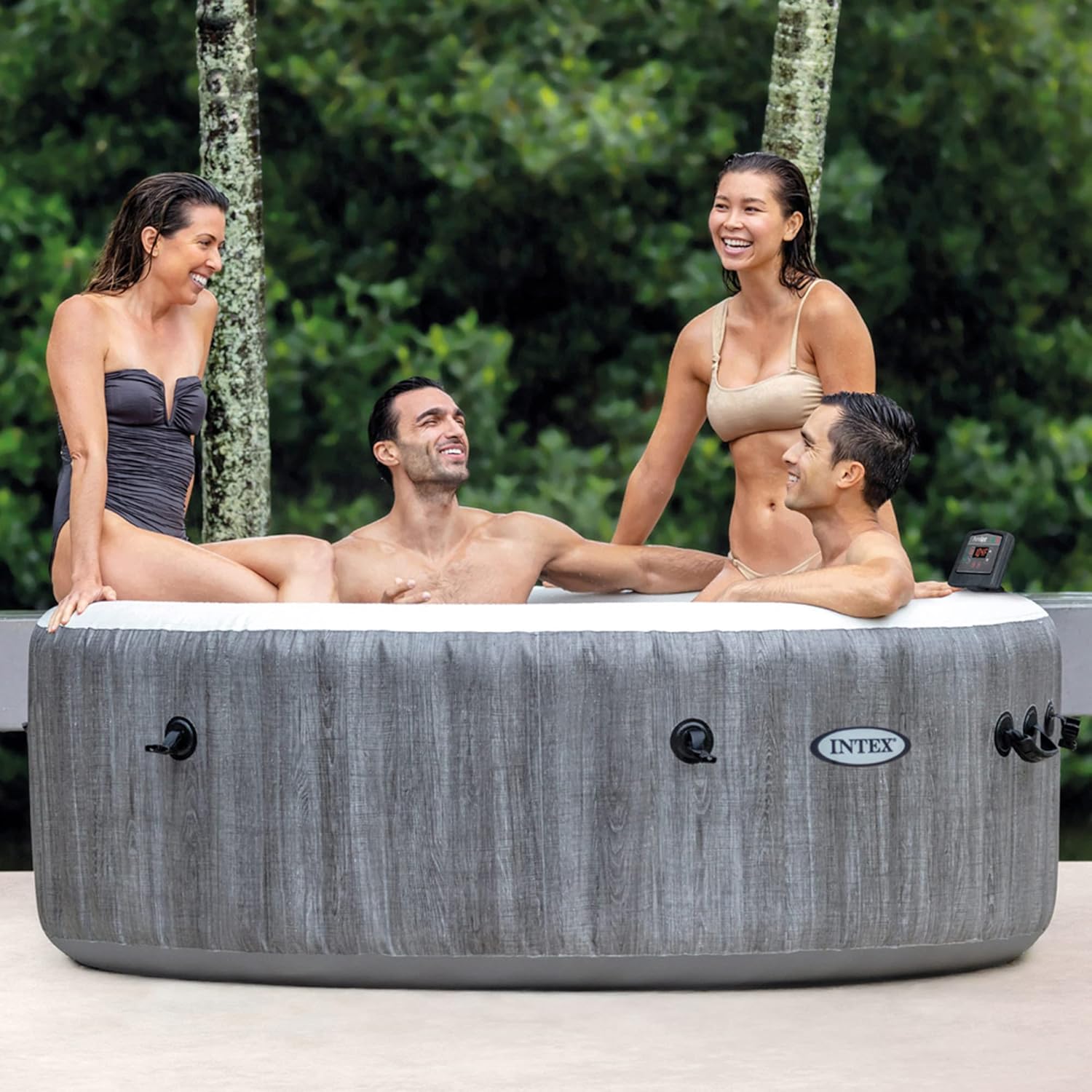 ⭐ Luxus Whirlpools – Intex 77 x 28 Zoll Purespa Grey Wood Deluxe Pool-Set – Bild 3