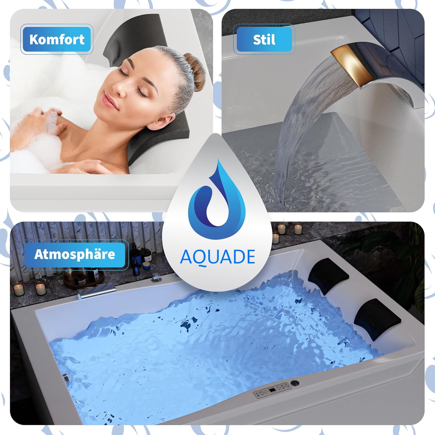 ⭐ Luxus Whirlpools – AQUADE Whirlpool-Badewanne – Badewanne 180 x 120 cm – einzigartiges Whirlpool-Erlebnis ganz nach Ihren Wünschen – wählen Sie Ihre perfekte Wanne oder Ihren Whirlpool – Ihre individuelle Wahl für Wellness zu Hause – Bild 6