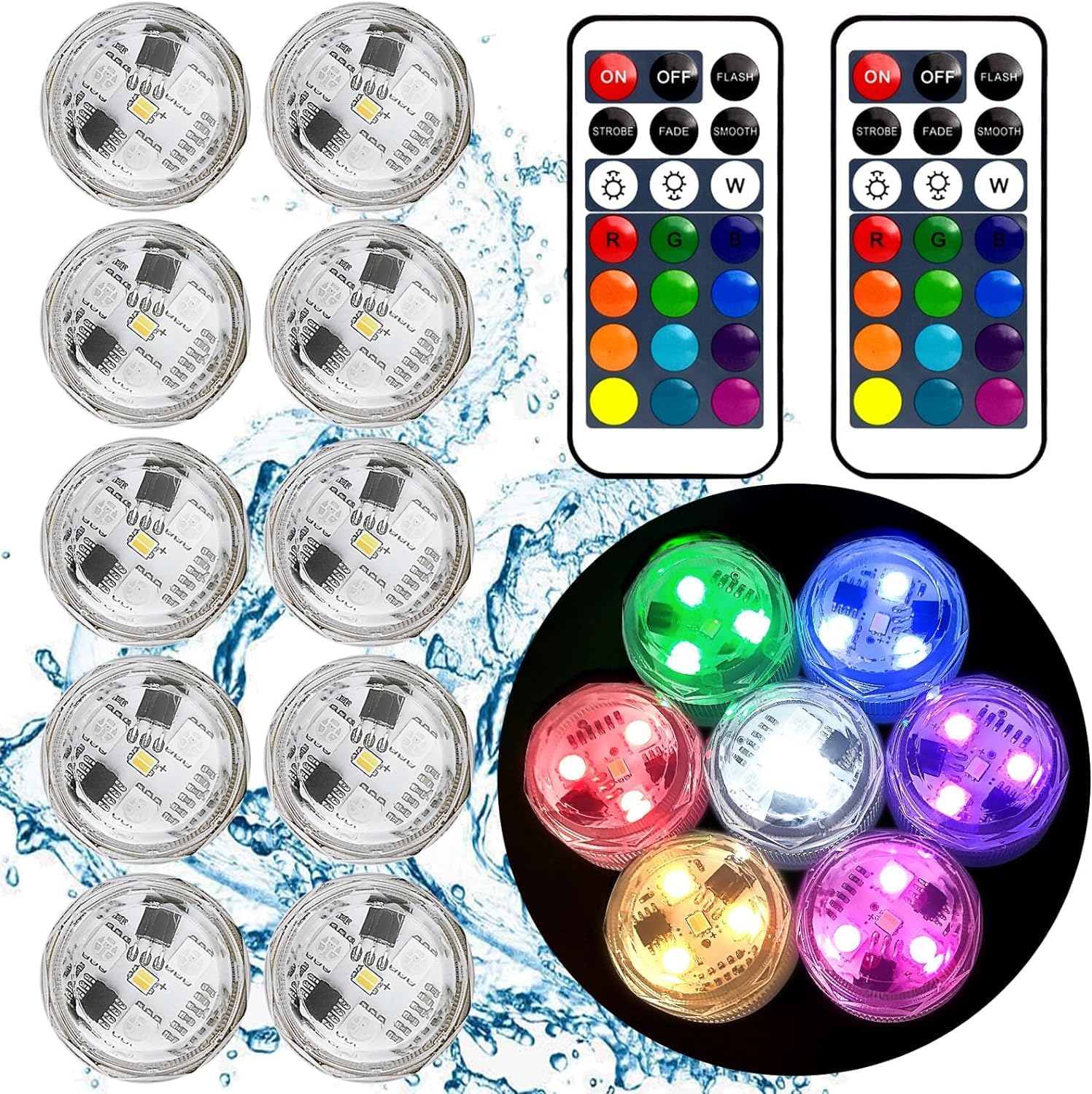 🎯 Whirlpool Gadgets – HL Submersible LED Lights with Remote Control, Flameless Candles, RGB Colourful Lights, Mini Underwater LED Light, Small LED Accent Light for Vase, Aquariums, Hot Tub, Party, Halloween, Wedding