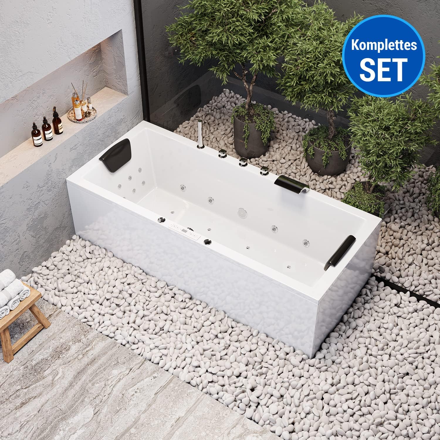 ⭐ Luxus Whirlpools – AQUADE Acryl-Whirlpool-Badewanne Wolfsburg 200 x 90 cm Komplettset – Wählen Sie Ihr perfektes Bad/Whirlpool: Basic, Classic, Air Relax, Lux – Bild 9