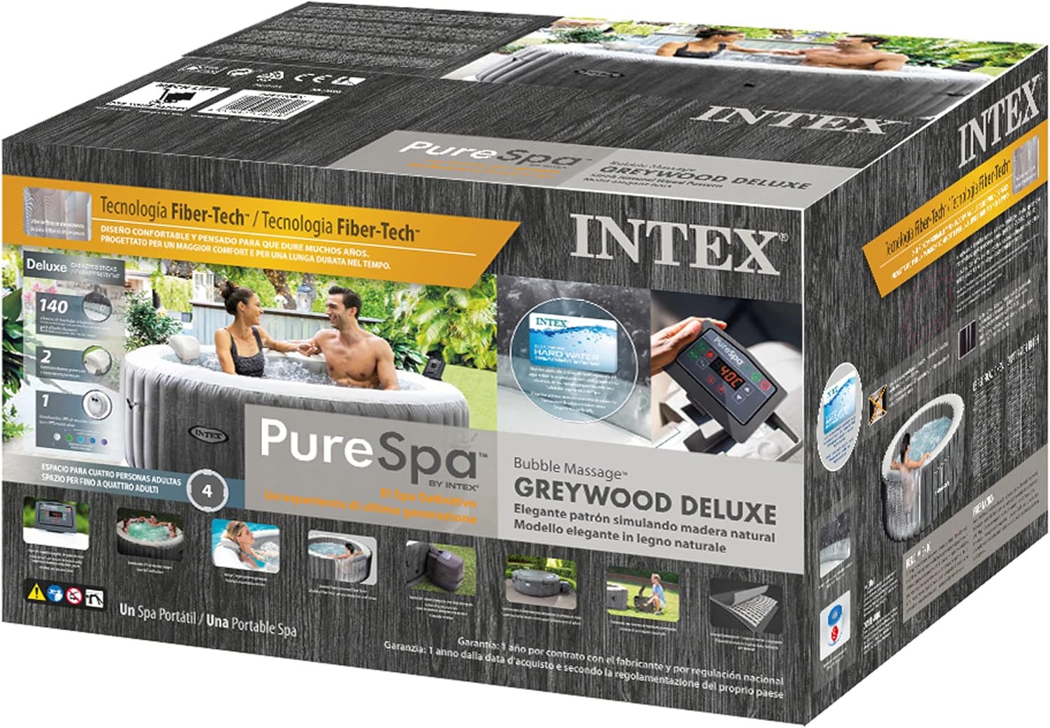 ⭐ Luxus Whirlpools – Intex 77 x 28 Zoll Purespa Grey Wood Deluxe Pool-Set – Bild 8