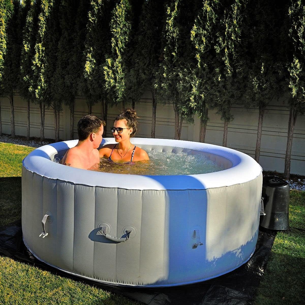 👨👩👧👦 Whirlpools für Familien & Gruppen – Spa NEUER tragbarer aufblasbarer Whirlpool für 6 Personen, Grau – Bild 4