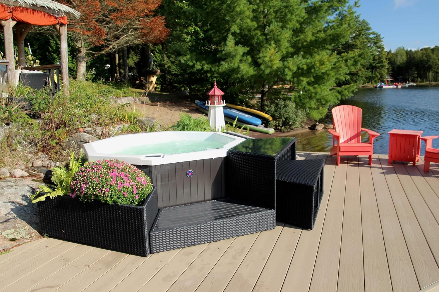 ⭐ Luxus Whirlpools – CANADIAN SPA CO. Muskoka UV Outdoor-Whirlpool für 6 Personen, 188 x 188 x 73 cm, achteckig, mit Abdeckung, LED-Beleuchtung, Heizung und 14 Hydrotherapiedüsen, ganzjährige Nutzung – Bild 6