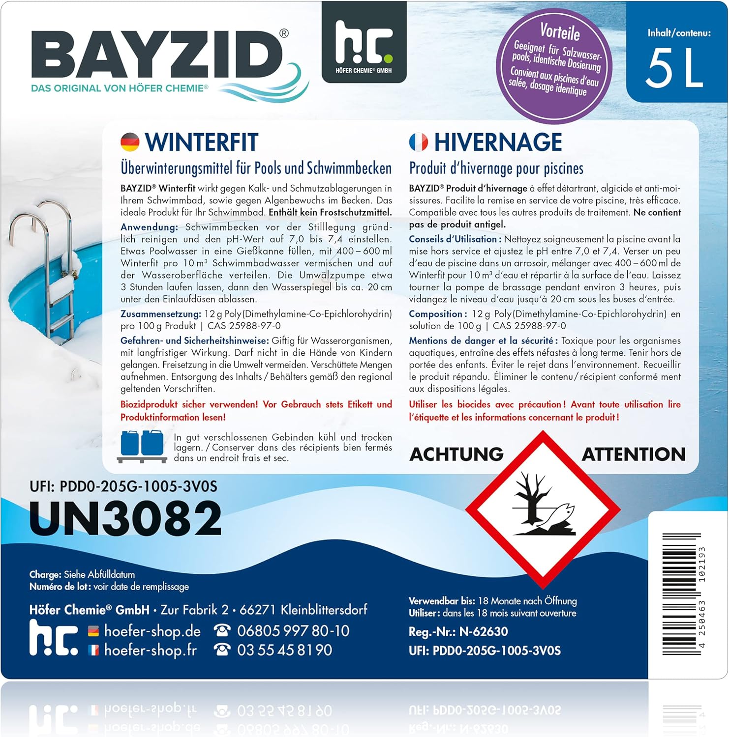 🧼 Zubehör & Pflege – Höfer Chemie 1 x 5 L Pool Winter Agent, Bayzid Winterfit Winterfit Concentrate, Liquid, for Swimming Pool and Pool Höfer Chemie – Bild 4