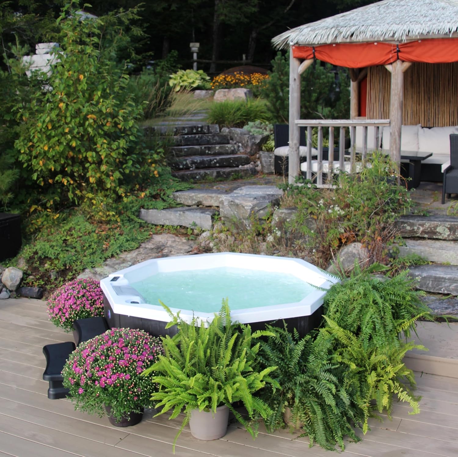 ⭐ Luxus Whirlpools – CANADIAN SPA CO. Muskoka UV Outdoor-Whirlpool für 6 Personen, 188 x 188 x 73 cm, achteckig, mit Abdeckung, LED-Beleuchtung, Heizung und 14 Hydrotherapiedüsen, ganzjährige Nutzung – Bild 5