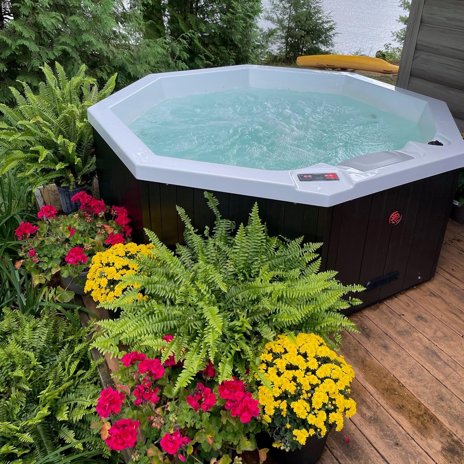 ⭐ Luxus Whirlpools – CANADIAN SPA CO. Muskoka UV Outdoor-Whirlpool für 6 Personen, 188 x 188 x 73 cm, achteckig, mit Abdeckung, LED-Beleuchtung, Heizung und 14 Hydrotherapiedüsen, ganzjährige Nutzung – Bild 7