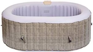 ⭐ Luxus Whirlpools – Belatrix Mountine 120 Mobiler Whirlpool (aufblasbar) Rattan | Set inklusive Matte und Thermohülle