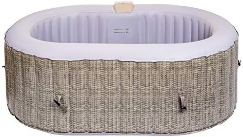 ⭐ Luxus Whirlpools – Belatrix Mountine 120 Mobiler Whirlpool (aufblasbar) Rattan | Set inklusive Matte und Thermohülle