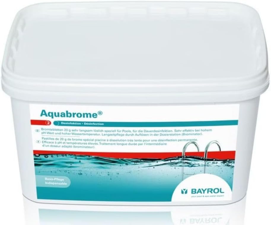 🧼 Zubehör & Pflege – BAYROL Aquabrome 5 kg - 20 g Bromine Tablets - Slow Dissolving for Continuous Disinfection - Very Effective Even at High pH and High Water Temperature