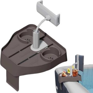 🎯 Whirlpool Gadgets – 3-in-1 Adjustable Hot Tub Tray with Drink Holder Phone Stand - Universal Fit Side Table for Inflatable Hot Tubs, Spas, Pools - Drink Snack Holder Accessories for Adults, Outdoor