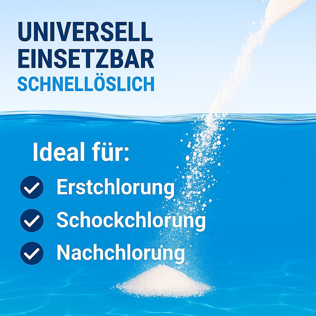 🧼 Zubehör & Pflege – Chlorine Granules 5 kg - Highly Effective Active Chlorine for Pool & Whirlpool - Quick Disinfection & Algae Control, pH Neutral, Made in Europe - Granules for Water Care Season Pack – Bild 2