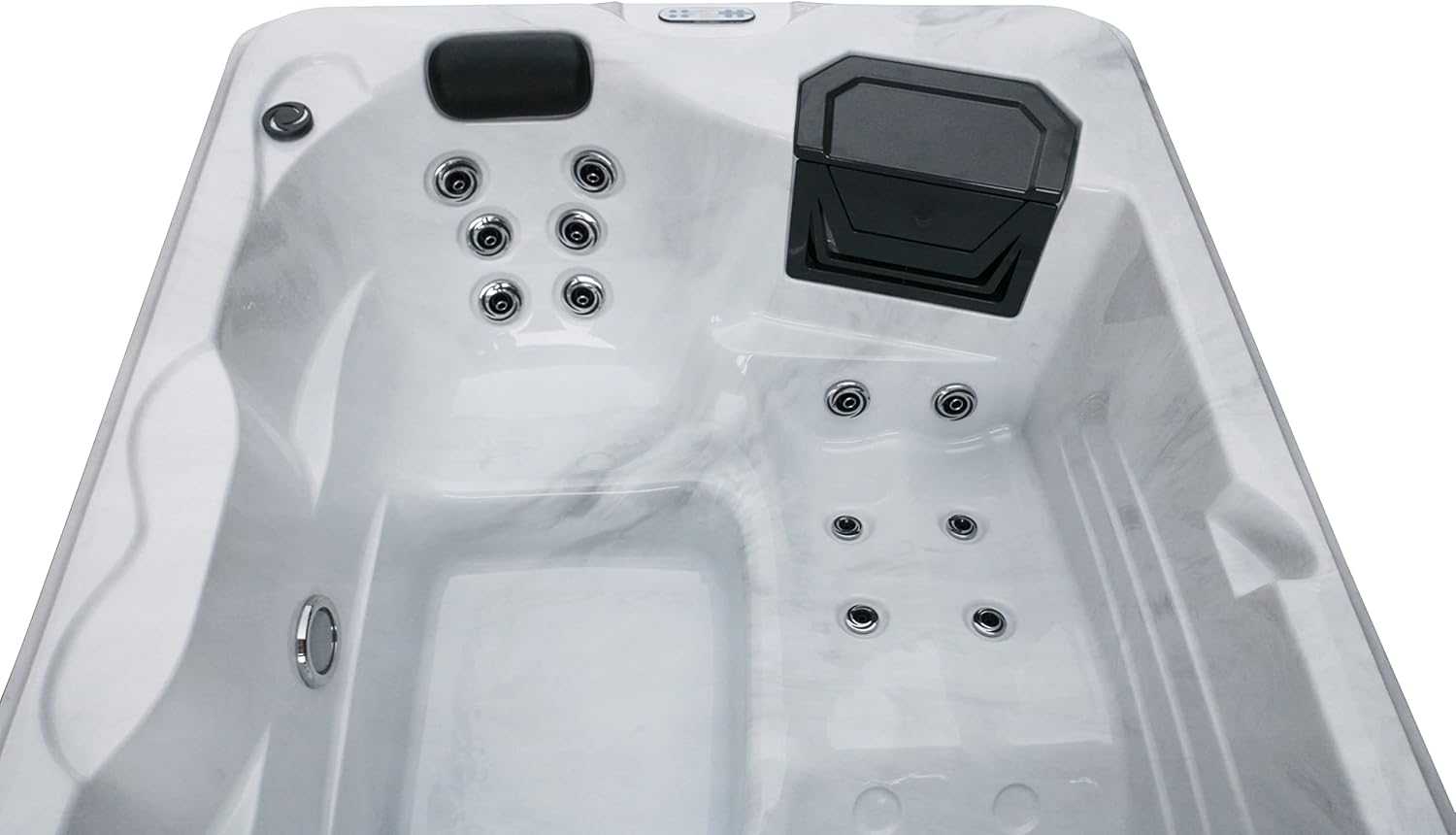 ⭐ Luxus Whirlpools – Diablo Außenwhirlpool, weiß, mit Abdeckung und Treppe, Maße 210 x 160 x 80 cm, 25 Massagedüsen, LED-Beleuchtung, Bluetooth, Audiosystem, Whirlpool Spa für 3 Personen – Bild 4