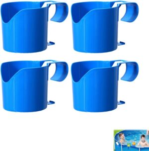 ⭐ Luxus Whirlpools  – Pool-Getränkehalter, Poolrand, Weinglashalter zum Aufhängen, Wasserbecher-Hängehalter für Schwimmbad, multifunktionales Pool-Zubehör, Whirlpool-Getränkehalter ohne Verschütten, 4 Stück, blau
