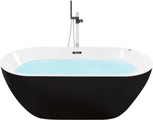 ⭐ Luxus Whirlpools – Freistehende Whirlwanne Nevis mit LED-Beleuchtung, 170 x 80 cm, Schwarz