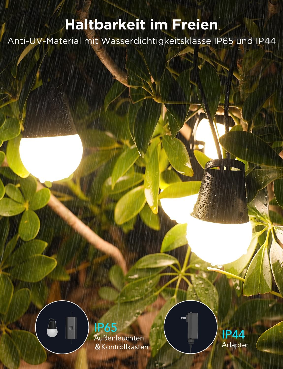 🎯 Whirlpool Gadgets – Govee Outdoor LED Fairy Lights Outdoor 2.30 m Dimmable RGBICW Fairy Lights with 16 Million Colours and 47 Scene Modes, 100 lm per LED Life 25000 h, IP65 Waterproof, Works with Alexa, Google – Bild 5