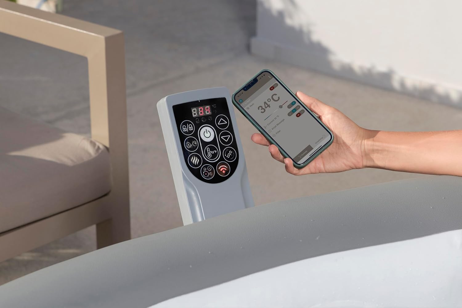 ⭐ Luxus Whirlpools – Bestway Lay-Z-Spa Hawaii AirJet Whirlpool Ø236 x 71 cm – Aufblasbarer Outdoor-Whirlpool für 8 Personen, 190 AirJet Düsen, EnergySense Dämmung, App-Steuerung, Heizung 40 °C, Frostwächter, TriTech PVC – Bild 4