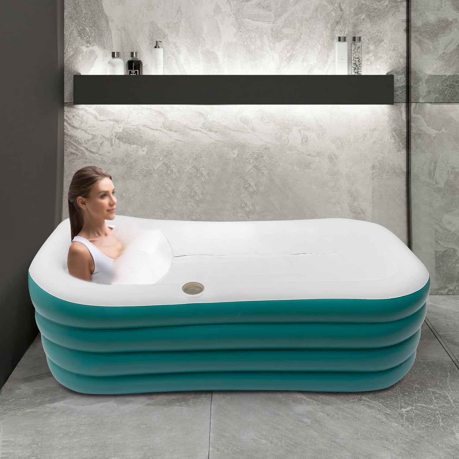 ⭐ Luxus Whirlpools – Eisbad, tragbares 250-l-Bad mit Abflussrohr und elektrischer Pumpe, geeignete Wassertemperatur -15–55 °C, für Dusche und Dampfbad, 152 x 82 x 57 cm – Bild 7