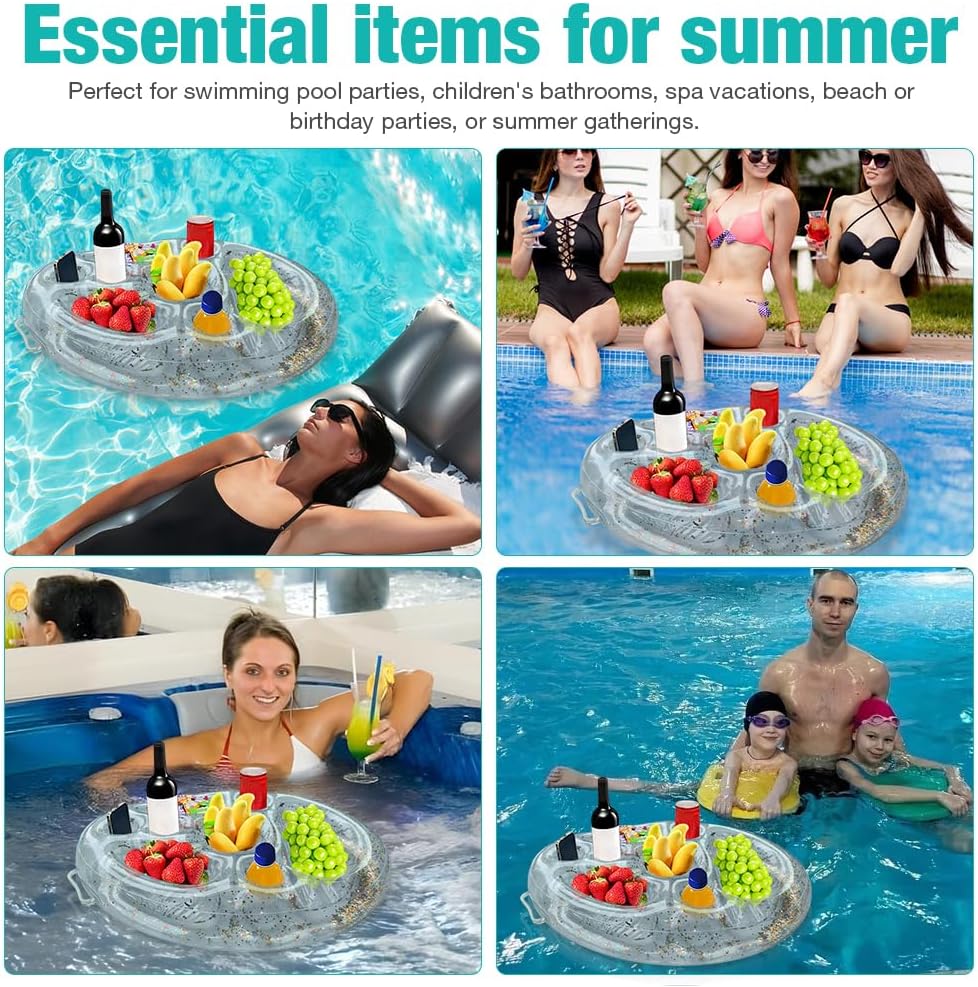 ⭐ Luxus Whirlpools – Inflatable Float, Inflatable Drink Holder, Floating Coasters with 6 Holes, Pool Bar for Summer, Swimming Pool, Party, Pool, Water Fun, Beach Theme Party – Bild 7