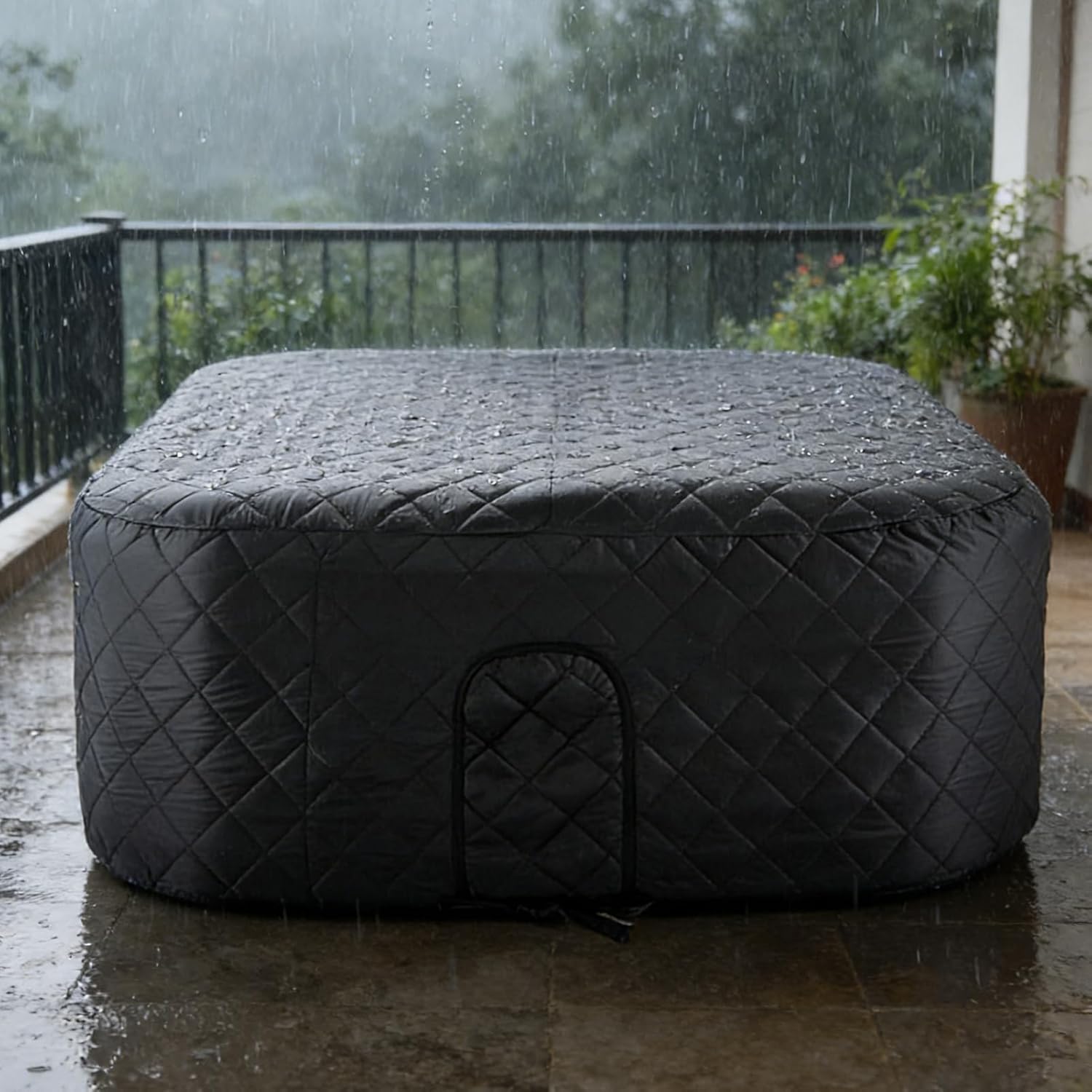 🧊 Whirlpools für Balkon & Terrasse – Spa-Abdeckungen und Abdeckungen | energiesparender Deckel, faltbar, für Spa, aufblasbar, 145 cm, Winter, Garten, Terrasse, Haus – Bild 3