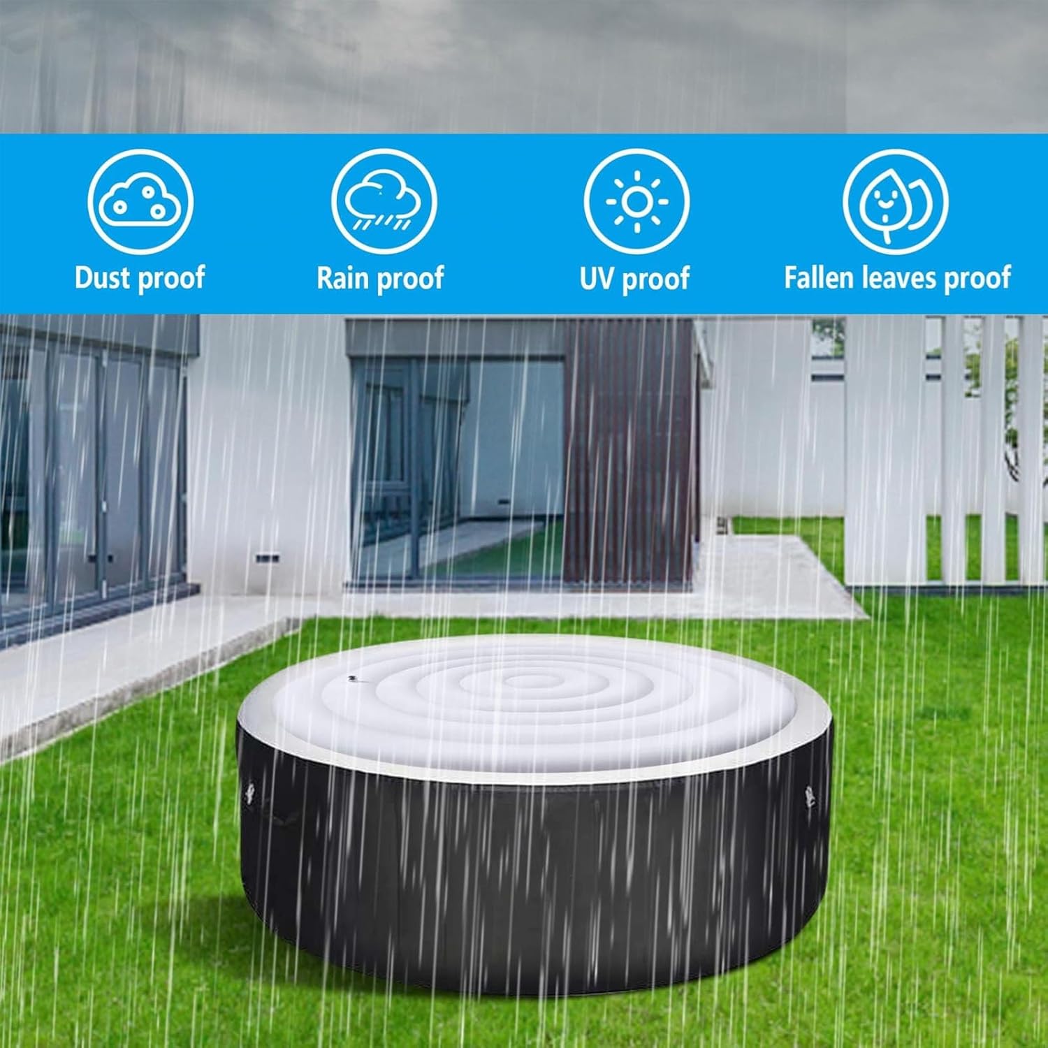 ⭐ Luxus Whirlpools – Aufblasbare Abdeckung, 4,5-Fuß-Whirlpool und Abdeckung, energiesparender Deckel für runde Whirlpools, energiesparende und Regenabdeckung, Abdeckungsschutz – Bild 6