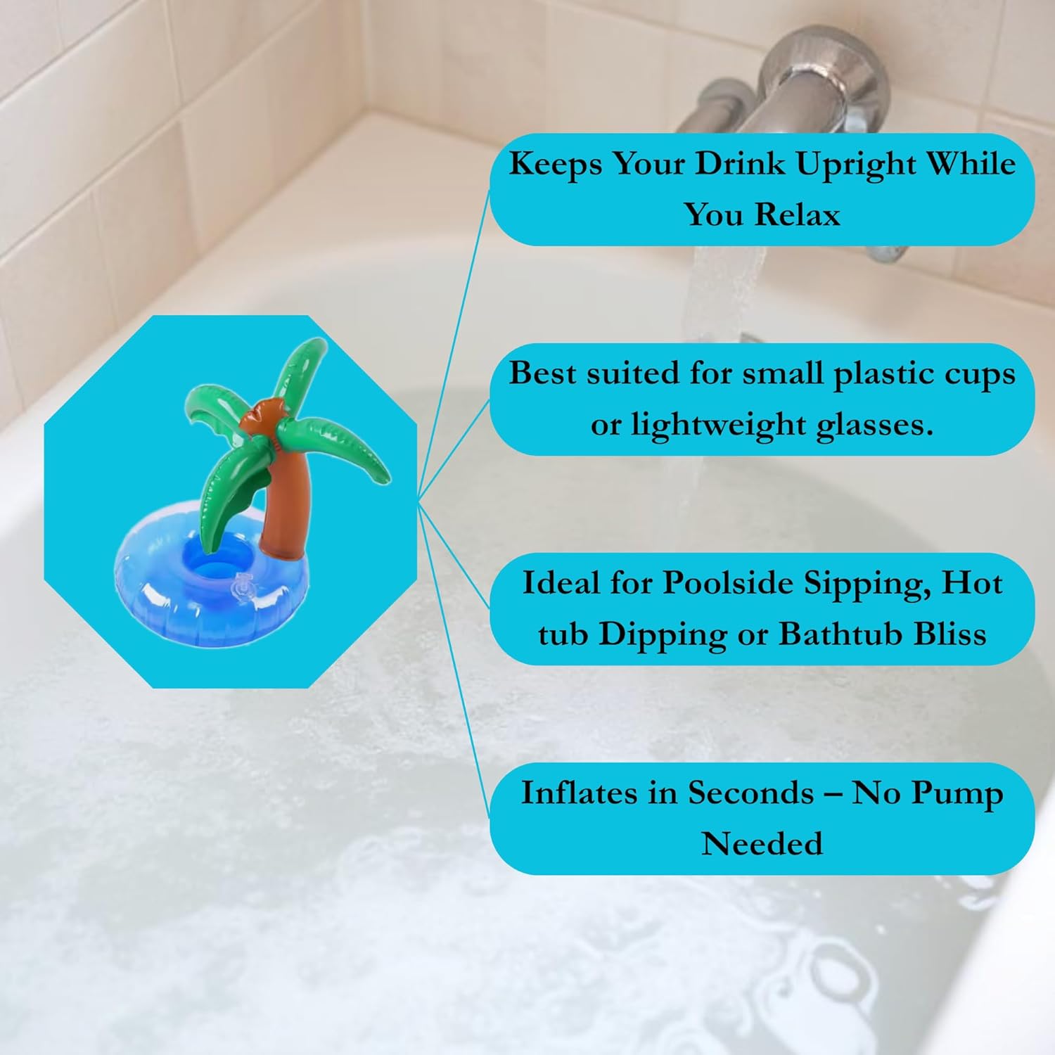 🎯 Whirlpool Gadgets – Inflatable Palm Tree Hot Tub Bath Pool Drink Holder – Bild 2