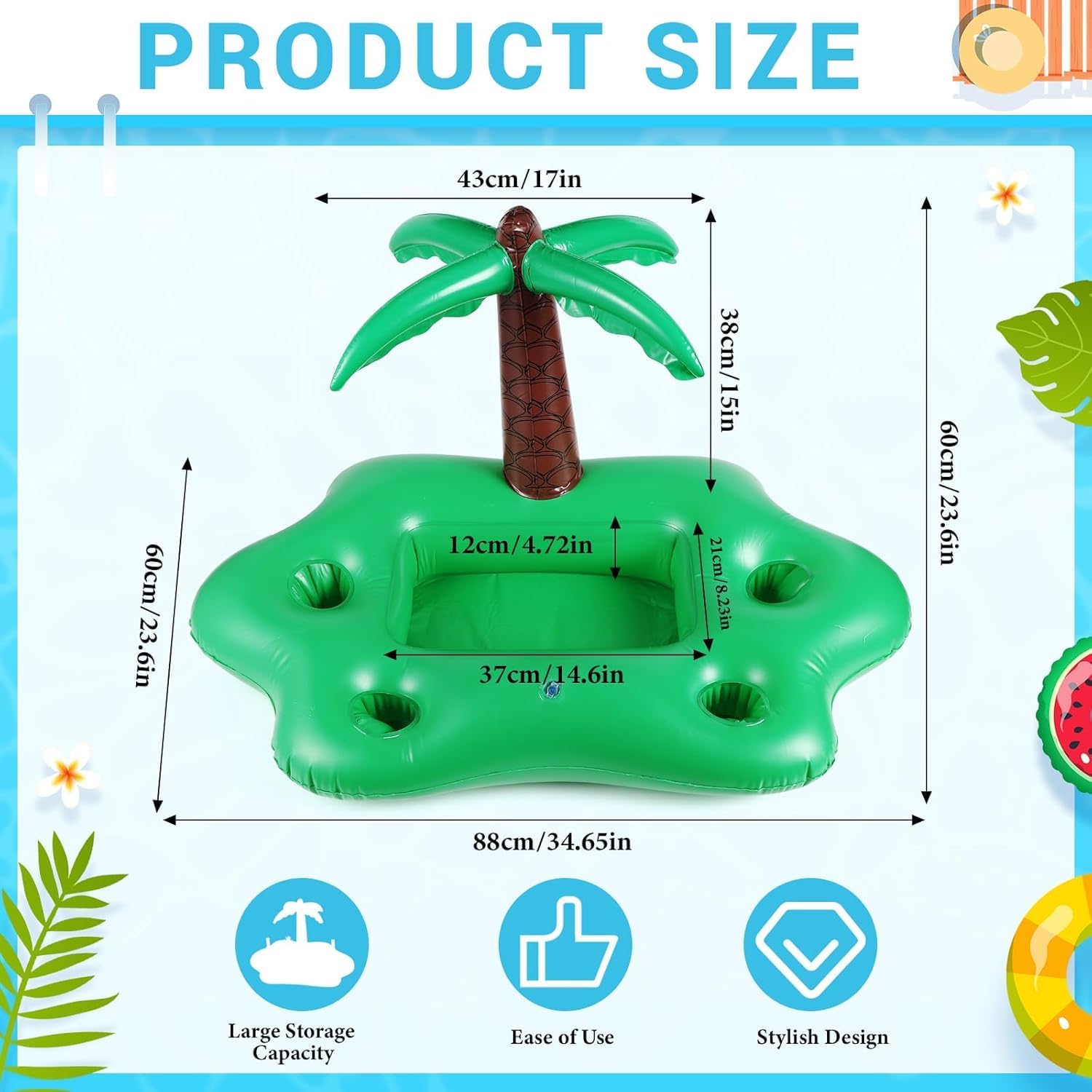 ⭐ Luxus Whirlpools – Aufblasbarer Getränkehalter, 2-in-1 schwimmendes Tablett, 8 Löcher, große Kapazität, schwimmende Untersetzer, Getränkehalter, Pool, aufblasbare Poolbar, aufblasbarer Pool-Getränkehalter, schwimmend – Bild 2