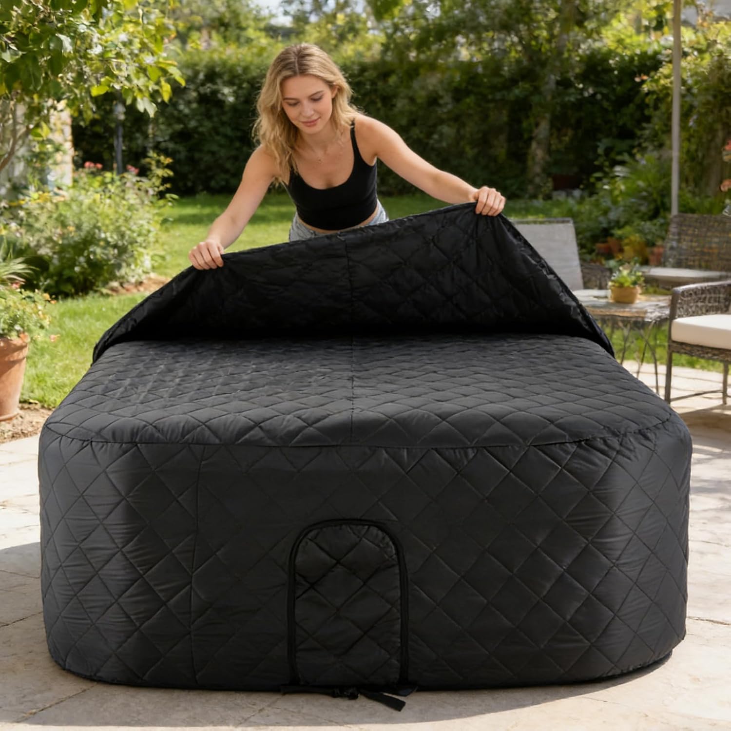 🧊 Whirlpools für Balkon & Terrasse – Spa-Abdeckungen und Abdeckungen | energiesparender Deckel, faltbar, für Spa, aufblasbar, 145 cm, Winter, Garten, Terrasse, Haus – Bild 8