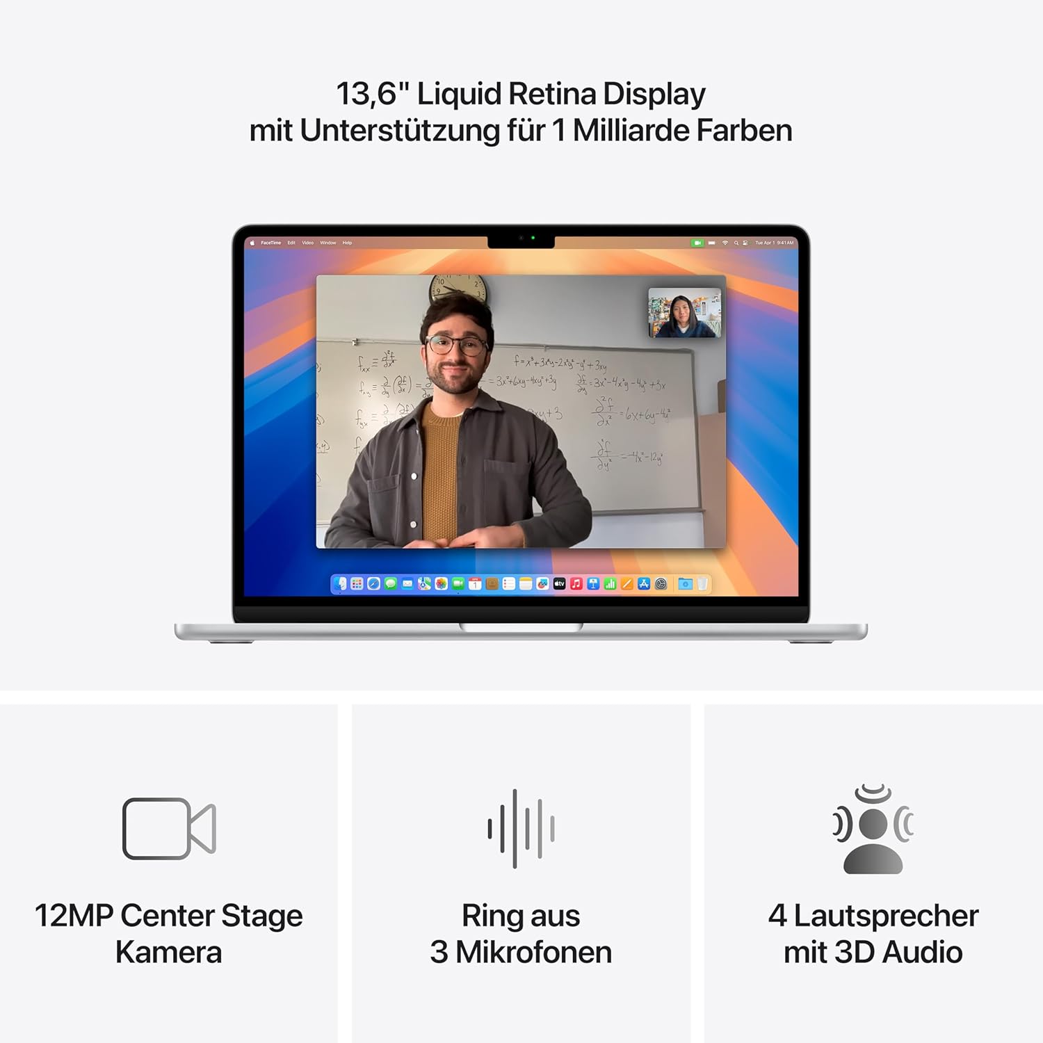⭐ Luxus Whirlpools – Apple MacBook Air (13 Zoll, Apple M4 Chip mit 10-Core-CPU und 10-Core-GPU, 16 GB gemeinsamer Speicher, 512 GB) – Silber – Bild 3