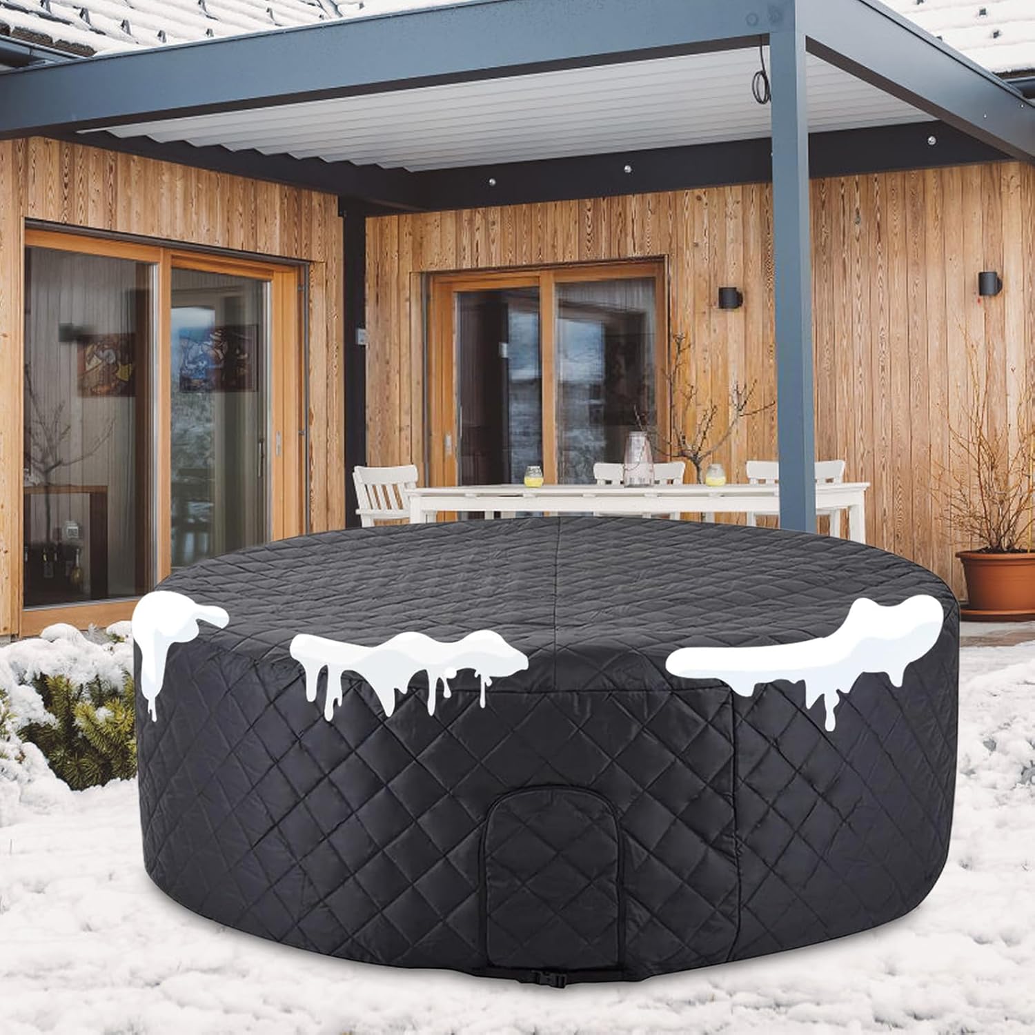 🧊 Whirlpools für Balkon & Terrasse – Spa-Abdeckung – energiesparender Deckel | Faltbare Schutzhülle für Spa, aufblasbar, 145 cm, Winter, Garten, Terrasse, Haus – Bild 3