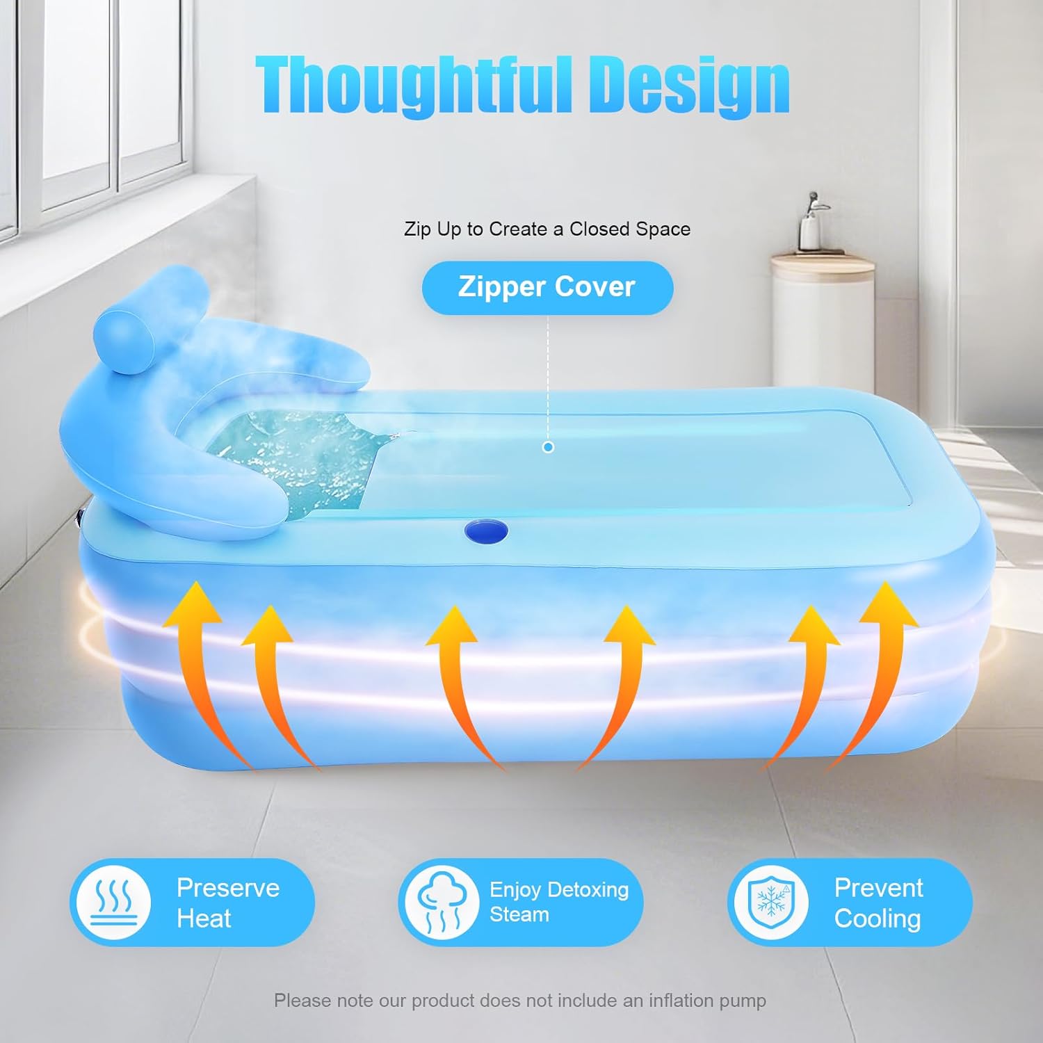 ⭐ Luxus Whirlpools – Aufblasbare Badewanne, PVC-faltbare Außenwanne, tragbare freistehende Badewanne für Erwachsenen-Spa, Sitzbadewanne, Erwachsene, Planschbecken, groß, Duschbad, mobile Whirlpool-Badewanne – Bild 4