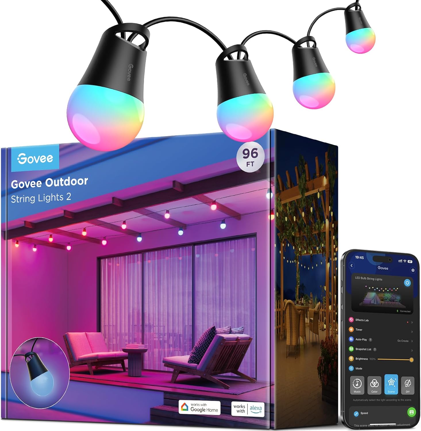 🎯 Whirlpool Gadgets – Govee Outdoor LED Fairy Lights Outdoor 2.30 m Dimmable RGBICW Fairy Lights with 16 Million Colours and 47 Scene Modes, 100 lm per LED Life 25000 h, IP65 Waterproof, Works with Alexa, Google