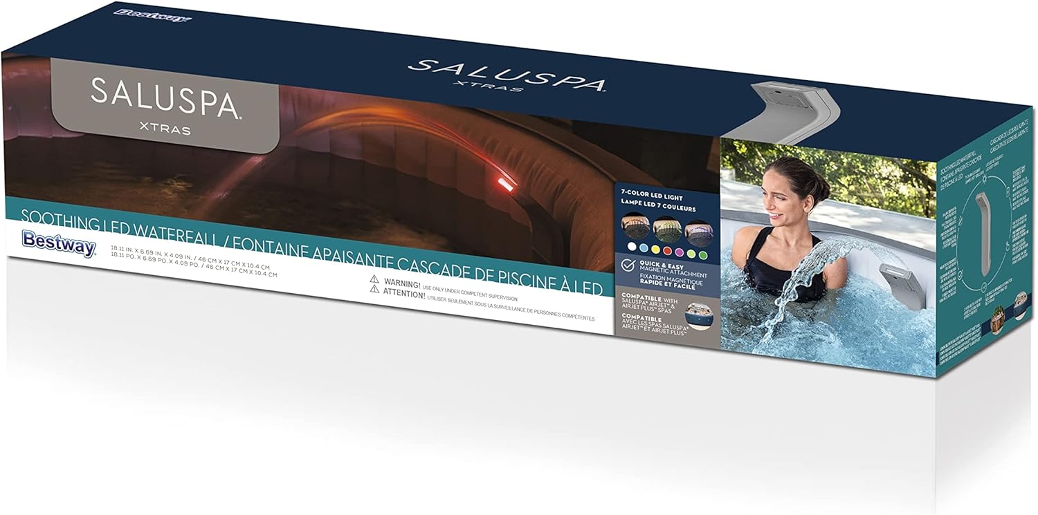 ⭐ Luxus Whirlpools – Bestway SaluSpa Wasserfallfunktion mit LED-Leuchten, integrierte Lichter mit 7 Farbmodi, kompatibel mit den meisten aufblasbaren und tragbaren SaluSpa-Whirlpools von Bestway – Bild 8
