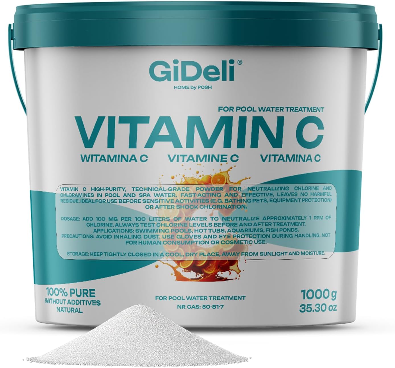 🧼 Zubehör & Pflege – Vitamin C Powder 1 kg Technically High Purity for Chlorine Neutralisation for Pool Spa Whirlpool Water Conditioner Aquarium Pond Water