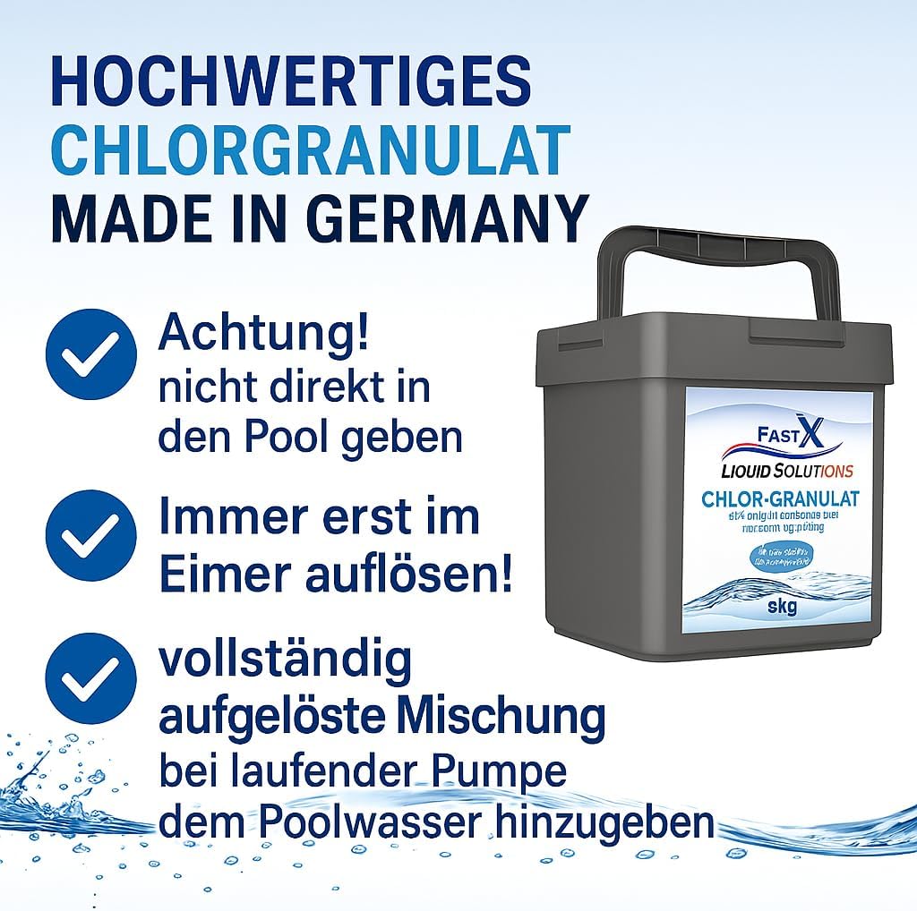 🧼 Zubehör & Pflege – Chlorine Granules 5 kg - Highly Effective Active Chlorine for Pool & Whirlpool - Quick Disinfection & Algae Control, pH Neutral, Made in Europe - Granules for Water Care Season Pack – Bild 7
