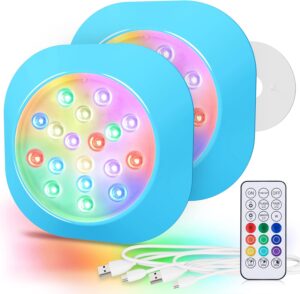 🎯 Whirlpool Gadgets – LyLmLe Rechargeable LED Pool Lights, 14 cm Fully Waterproof RGBW Underwater Spotlight with Remote Control, Lasts up to 40 H, Magnetic Pool Lighting for Steel Wall Pool, Pack of 2
