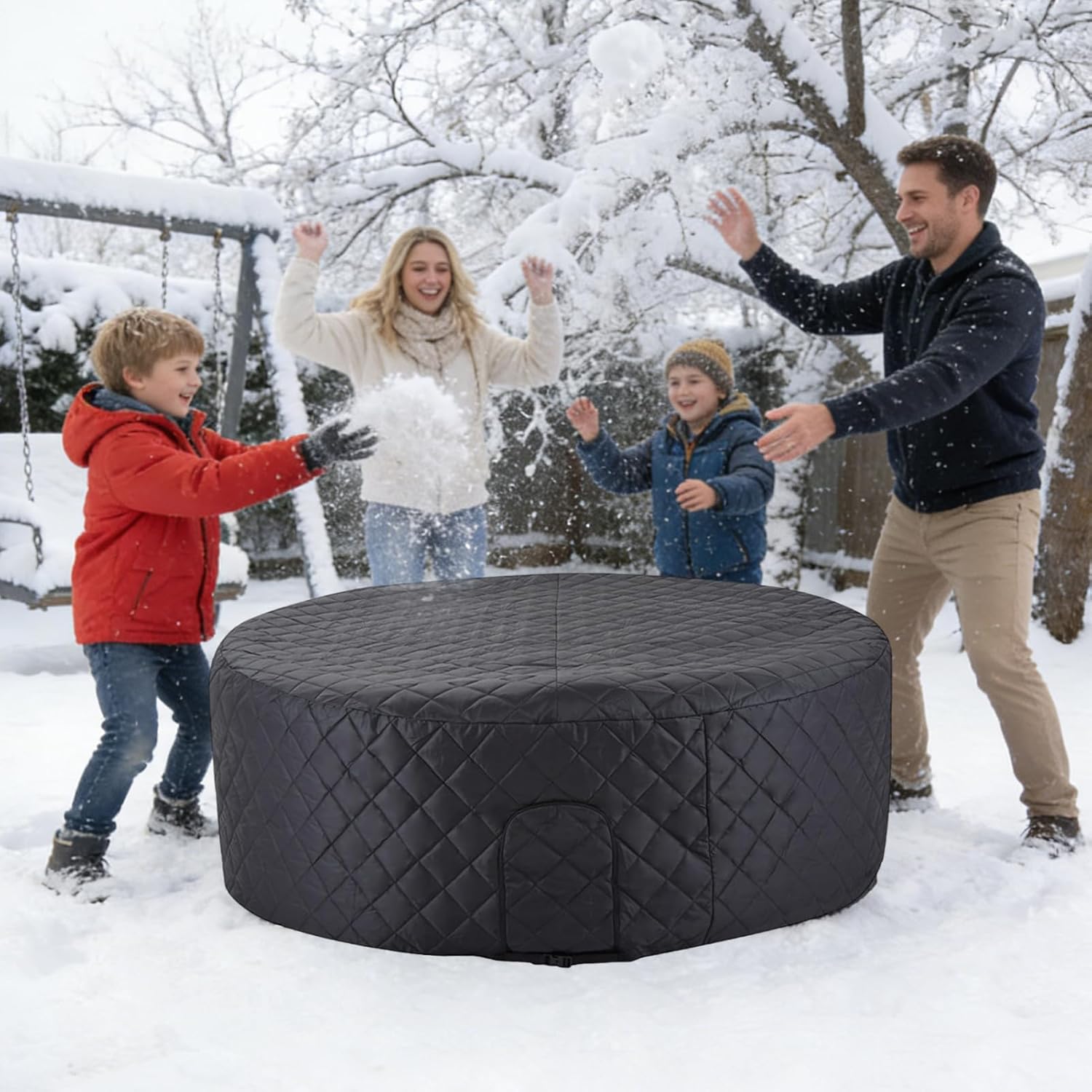 🧊 Whirlpools für Balkon & Terrasse – Spa-Abdeckung – energiesparender Deckel | Faltbare Schutzhülle für Spa, aufblasbar, 145 cm, Winter, Garten, Terrasse, Haus – Bild 2