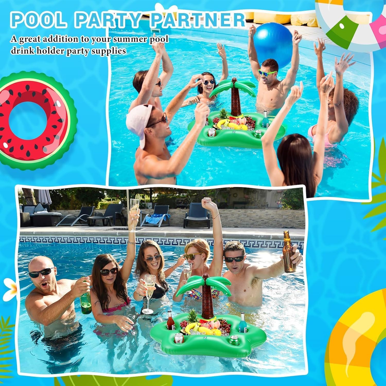 ⭐ Luxus Whirlpools – Aufblasbarer Getränkehalter, 2-in-1 schwimmendes Tablett, 8 Löcher, große Kapazität, schwimmende Untersetzer, Getränkehalter, Pool, aufblasbare Poolbar, aufblasbarer Pool-Getränkehalter, schwimmend – Bild 6