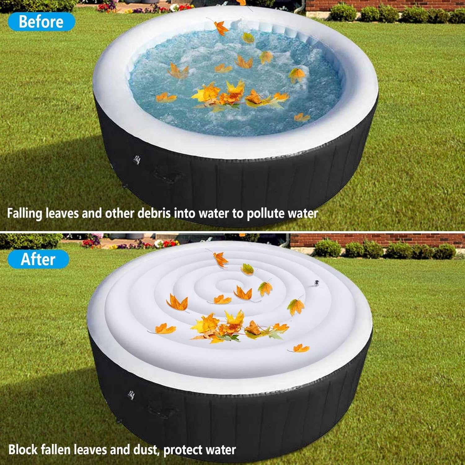 ⭐ Luxus Whirlpools – Aufblasbare Abdeckung, 4,5-Fuß-Whirlpool und Abdeckung, energiesparender Deckel für runde Whirlpools, energiesparende und Regenabdeckung, Abdeckungsschutz – Bild 3