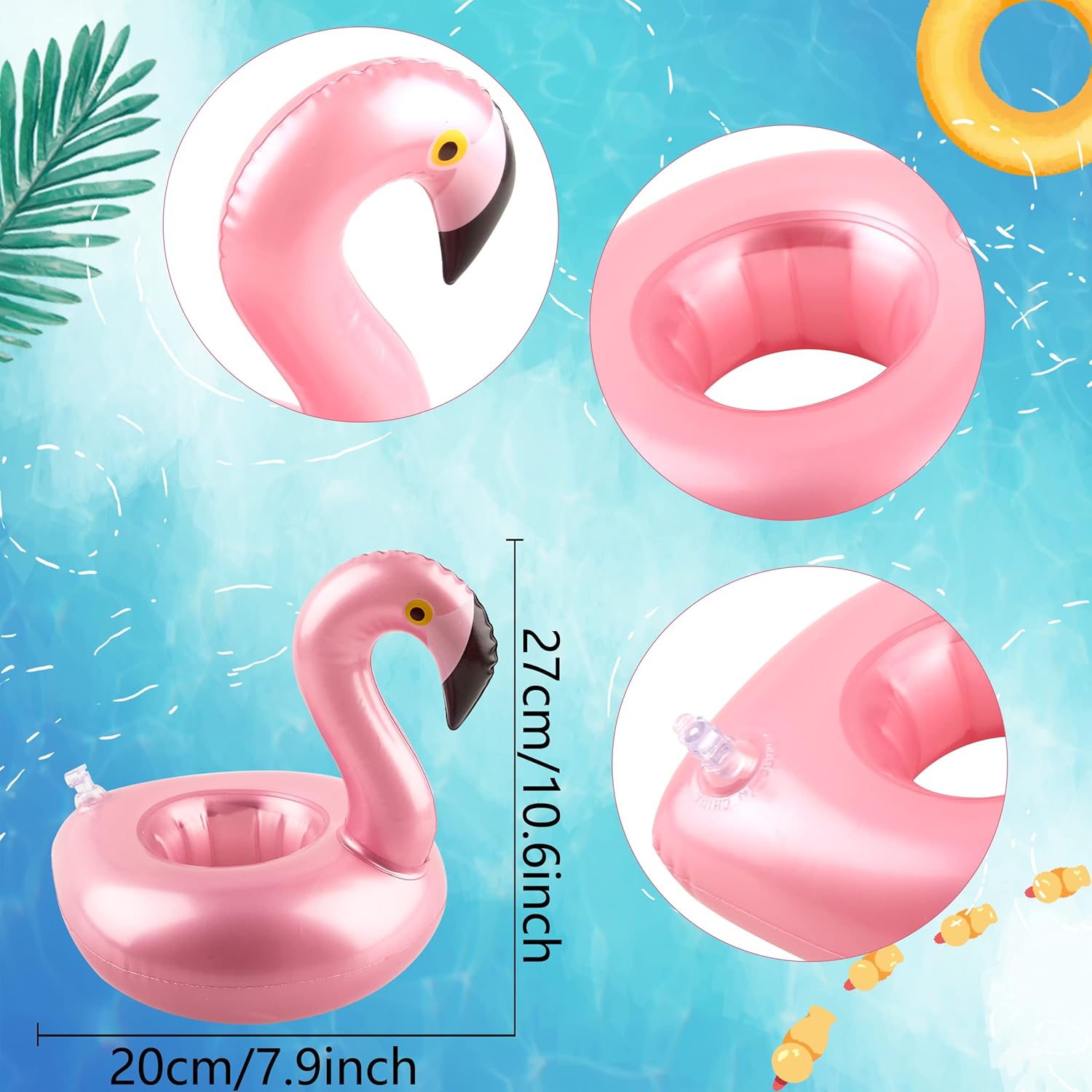 ⭐ Luxus Whirlpools – Aufblasbarer Flamingo-Getränkehalter, roségoldener Flamingo-Getränkehalter, Whirlpool-Getränkebecher-Untersetzer für Sommer-Schwimmbadpartys, 36 Stück – Bild 2