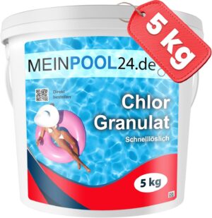 🧼 Zubehör & Pflege – MEINPOOL24.DE Chlorine Granules 5 kg Quick Dissolving 56% Active Chlorine Pool Chemistry German Brand Quality Safe and Quick Disinfection for Pools, Above Ground Pools, Hot Tubs, Paddling Pools
