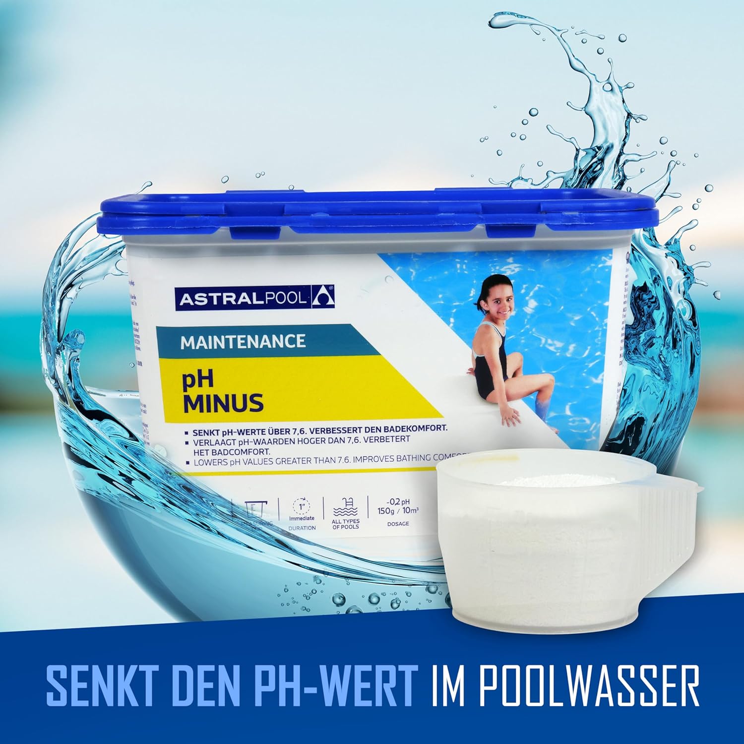 🧼 Zubehör & Pflege – Astral Pool pH Minus Granules 1.5 kg - Fast Acting pH Reducer for Pools and Hot Tubs - Effective Water Care Against Limescale and Skin Irritation – Bild 2