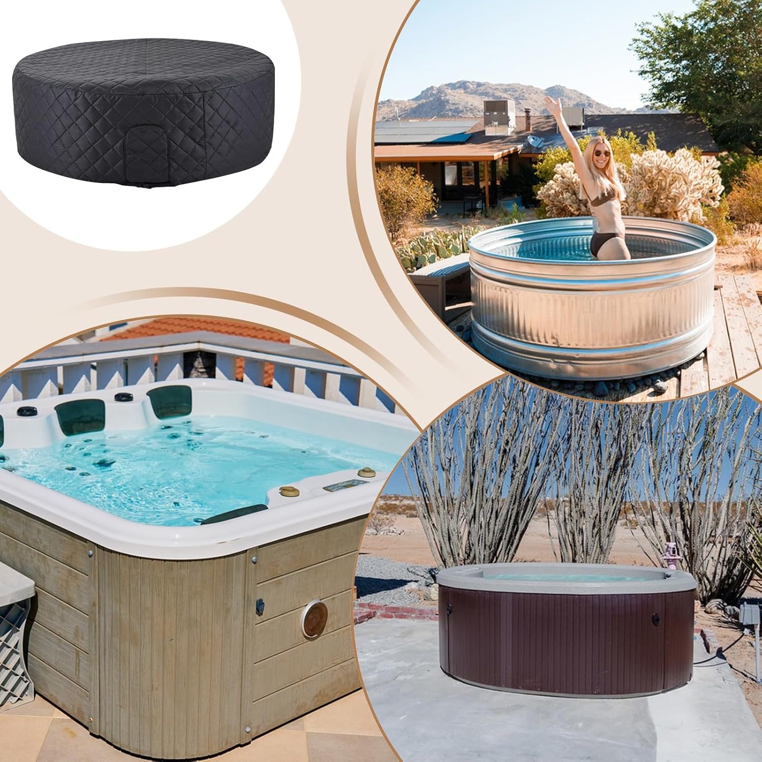 🧊 Whirlpools für Balkon & Terrasse – Spa-Abdeckung – energiesparender Deckel | Faltbare Schutzhülle für Spa, aufblasbar, 145 cm, Winter, Garten, Terrasse, Haus – Bild 4