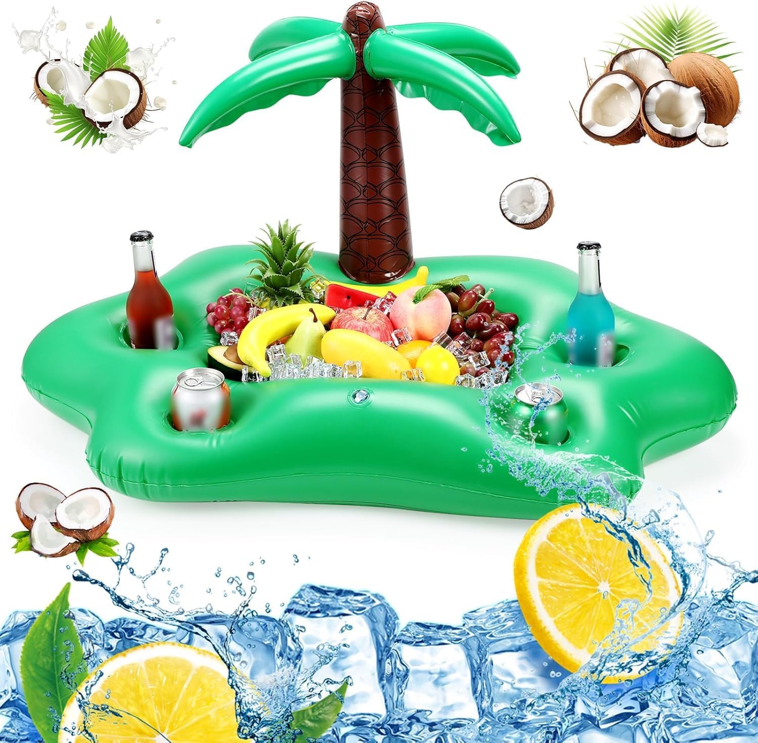 ⭐ Luxus Whirlpools – Aufblasbarer Getränkehalter, 2-in-1 schwimmendes Tablett, 8 Löcher, große Kapazität, schwimmende Untersetzer, Getränkehalter, Pool, aufblasbare Poolbar, aufblasbarer Pool-Getränkehalter, schwimmend