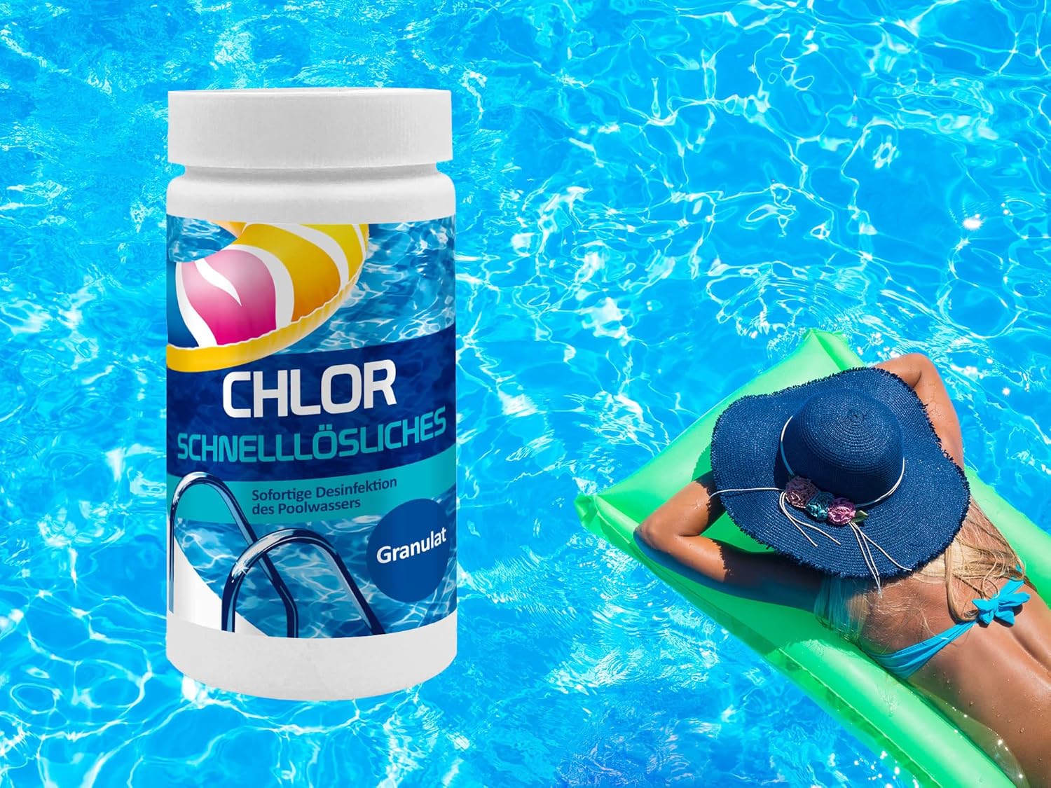 🧼 Zubehör & Pflege – Chlorine Granules for Pool 1 kg - Shock Chlorination Pool - Disinfectant Chlorination Pool - Pool Chemistry - Care for Swimming Pool – Bild 3