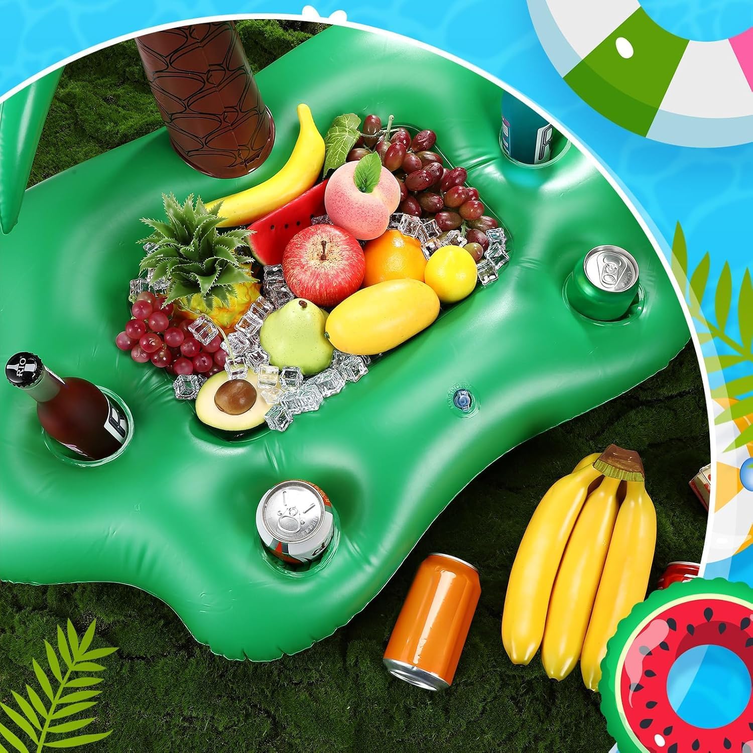 ⭐ Luxus Whirlpools – Aufblasbarer Getränkehalter, 2-in-1 schwimmendes Tablett, 8 Löcher, große Kapazität, schwimmende Untersetzer, Getränkehalter, Pool, aufblasbare Poolbar, aufblasbarer Pool-Getränkehalter, schwimmend – Bild 3